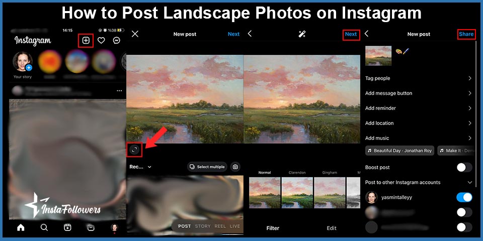 how to post landscape photos on instagram