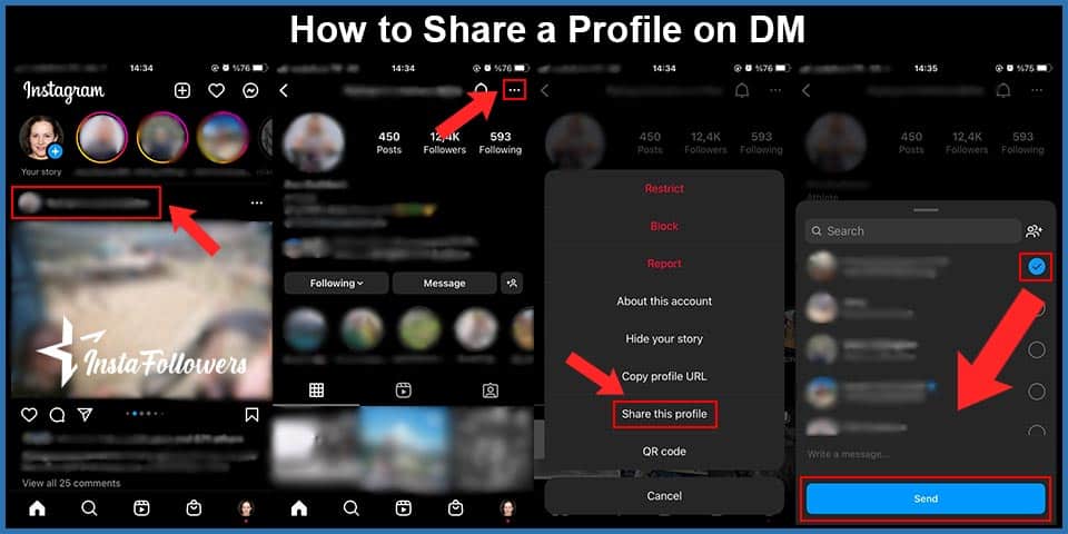 how to share a profile on dm