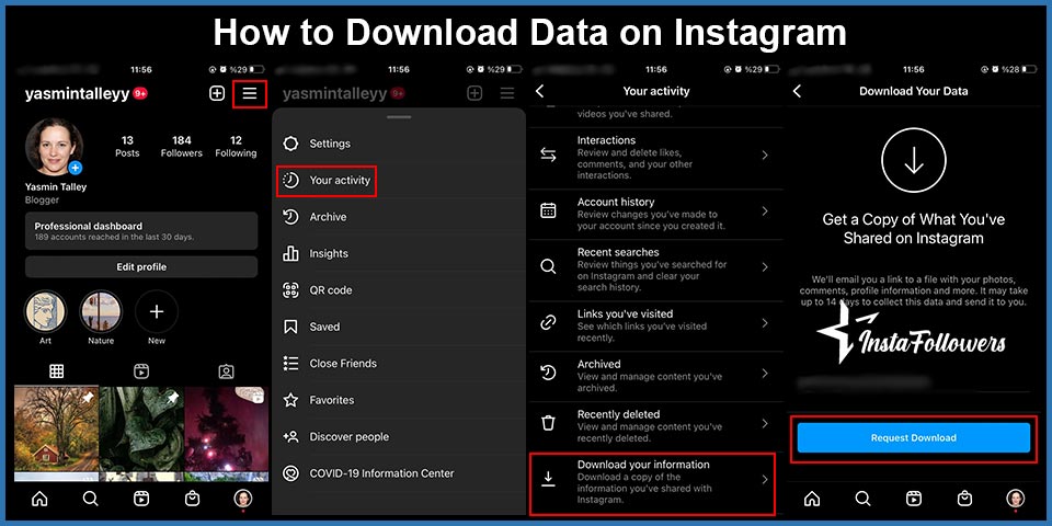 how to download data on instagram