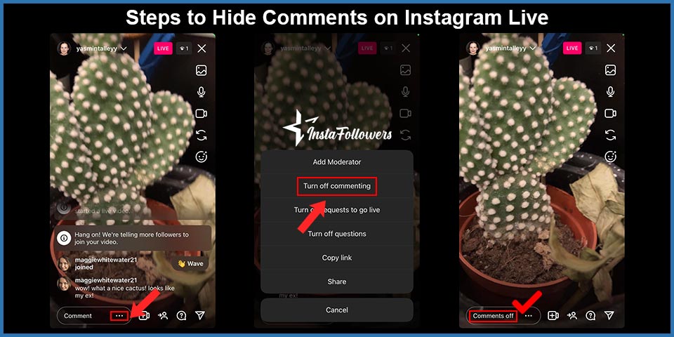 hide comments on instagram live