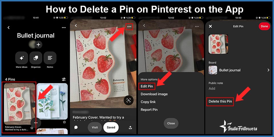 how to delete a pin on pinterest on the app