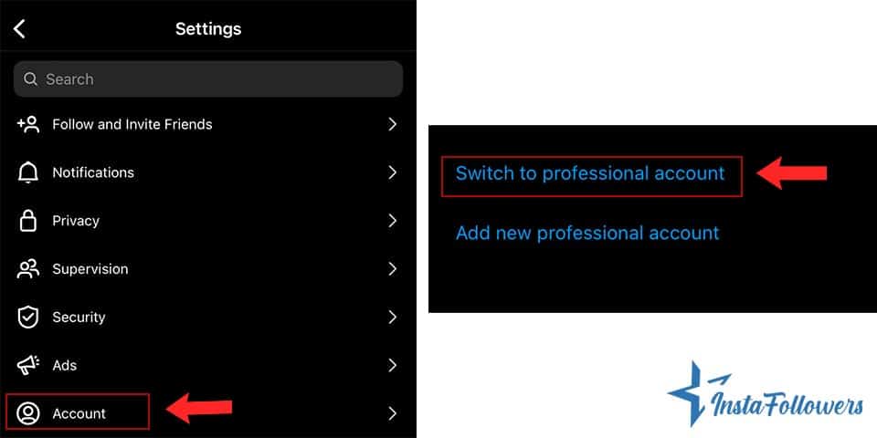 switch instagram account to professional