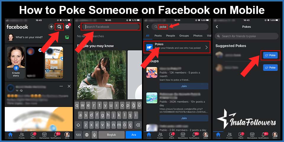 how to pock someone on facebook on mobile