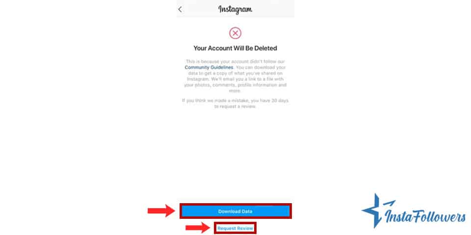Insagram deleted my account error