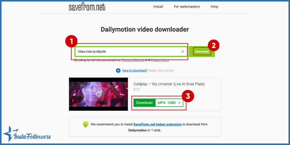 downloading dailymotion video with savefrom