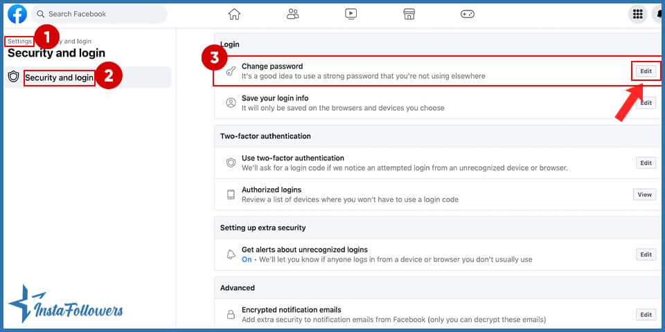 how to change facebook password on a desktop