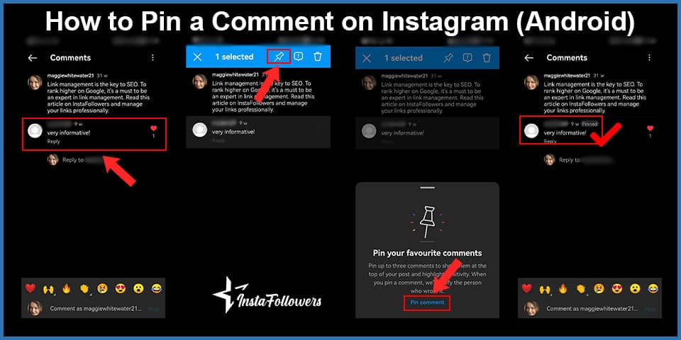 how to pin a comment on instagram on android