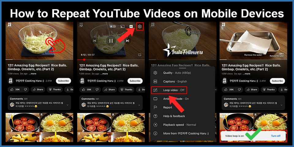 how to repeat youtube videos on a mobile device