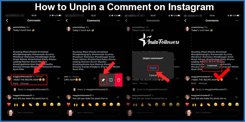 how to unpin a comment on instagram