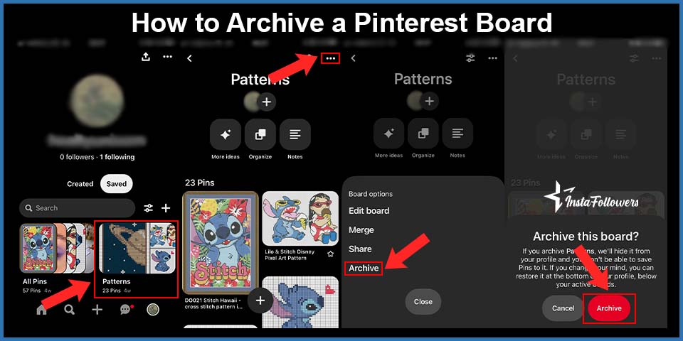 how to archive a pinterest board