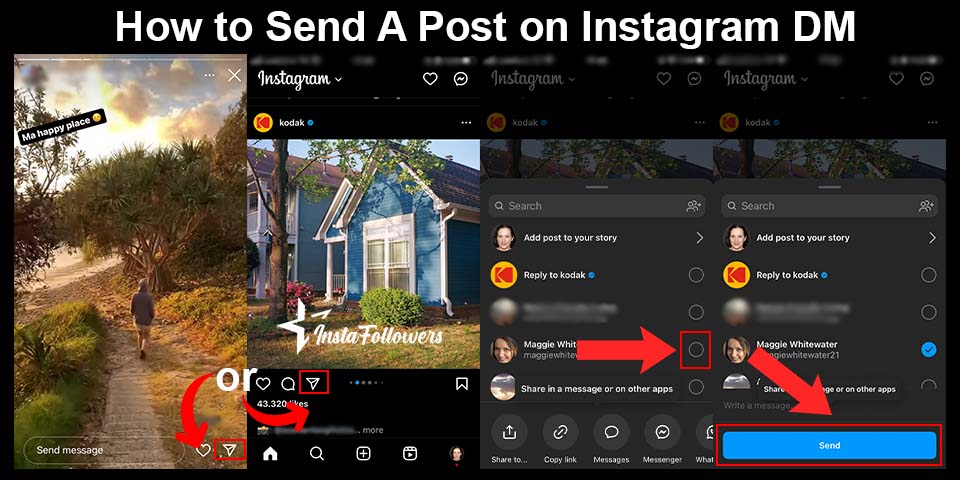 how to send a post on instagram