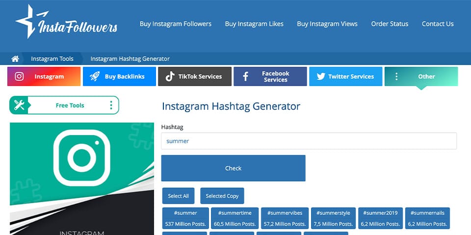 instafollowers instagram hashtag generator