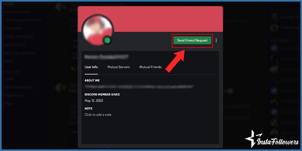 sending friend request on a discord server