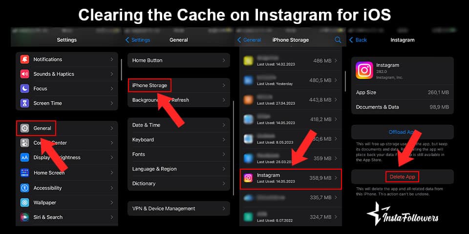 clearing the cache on instagram for ios