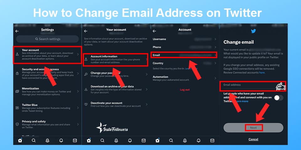 how to change email address on twitter