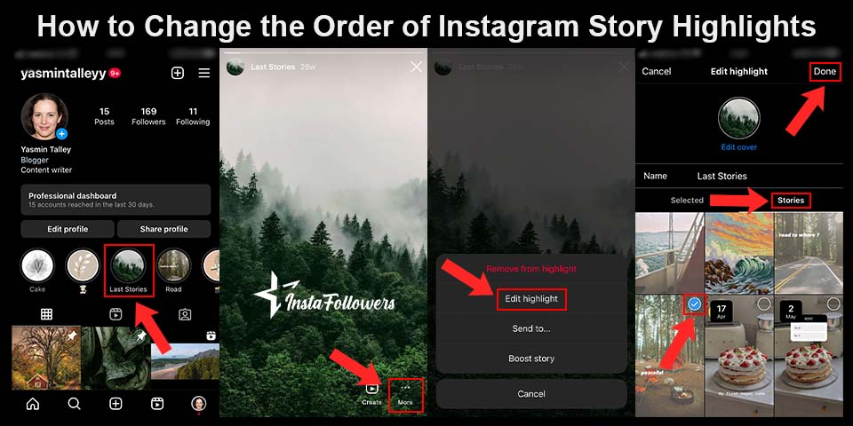 how to change the order of instagram story highlights