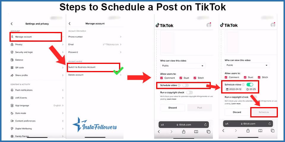 steps to schedule a post on tiktok