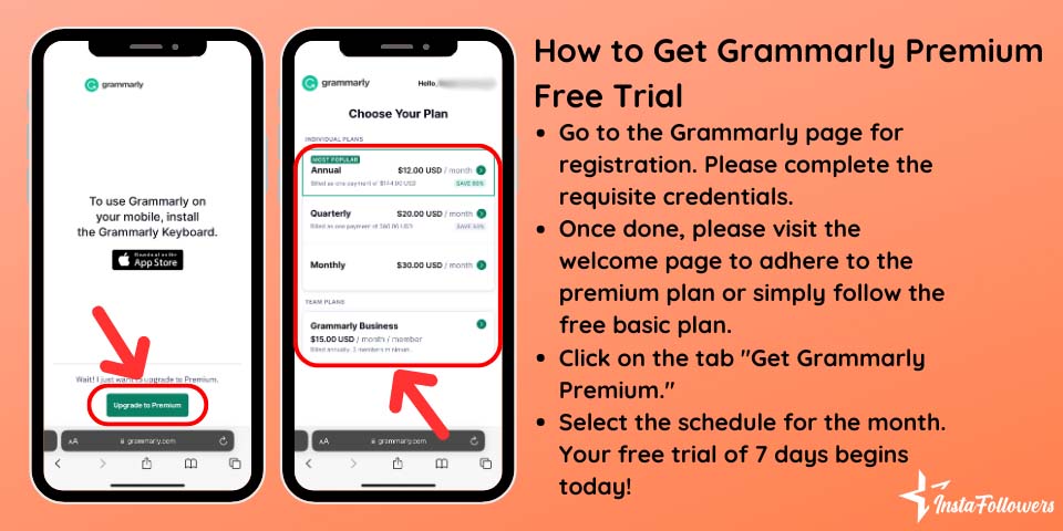 get grammarly premium free trial