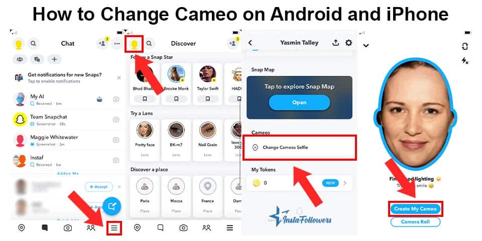 how to change cameo on android and iphone