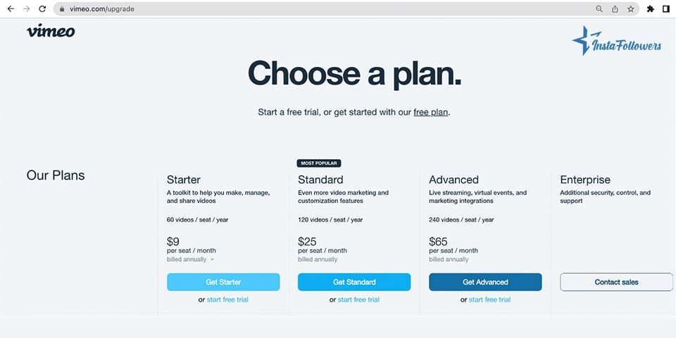 vimeo plans