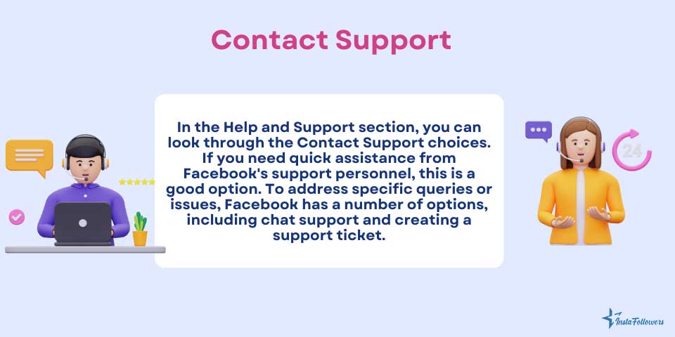 contact support Facebook account settings