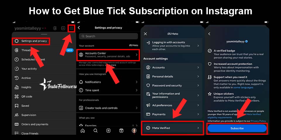 how to get blue tick subscription on instagram