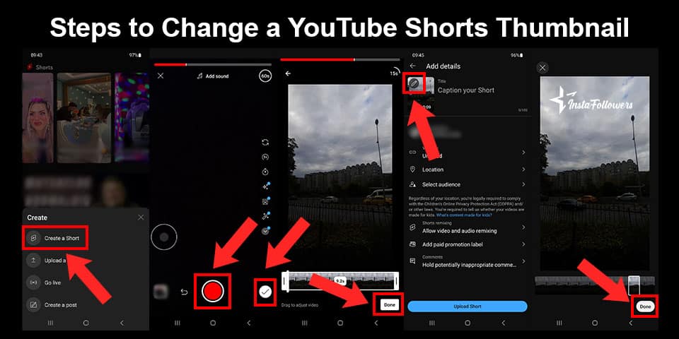 steps to change a youtube shorts thumbnail