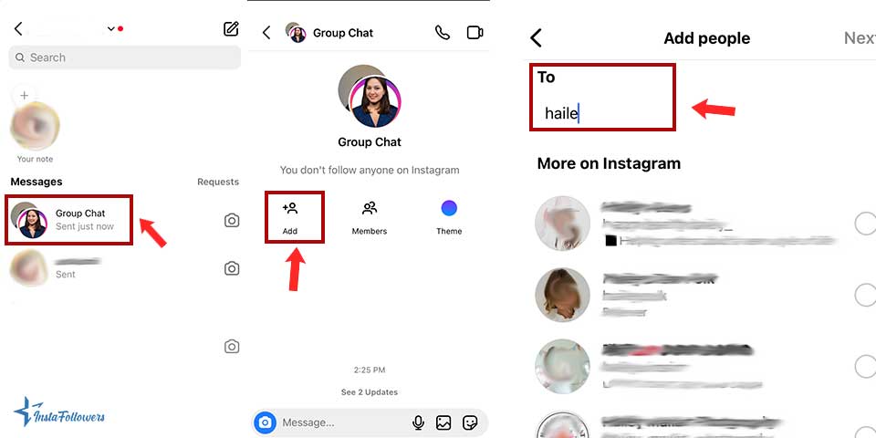 add people to Instagram group messages