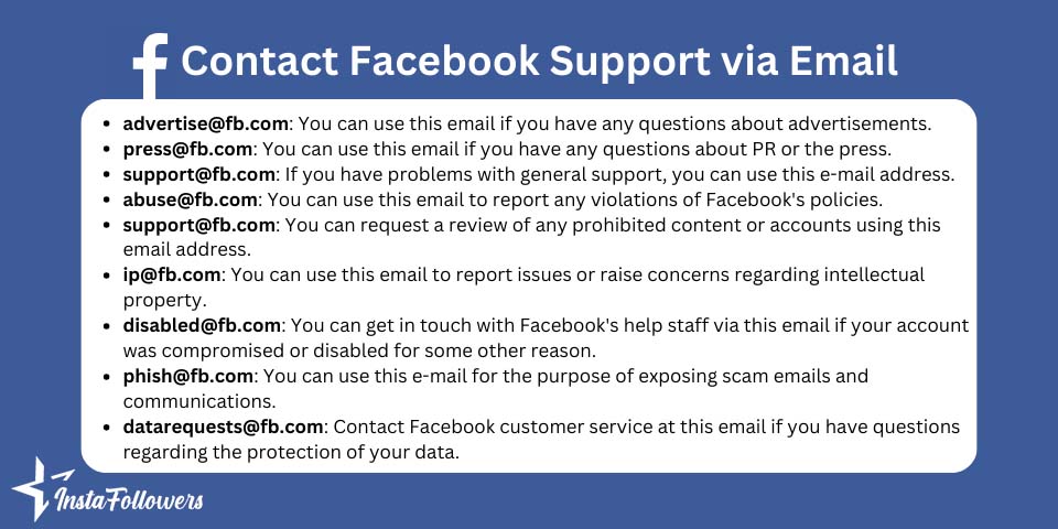 contact facebook support via email