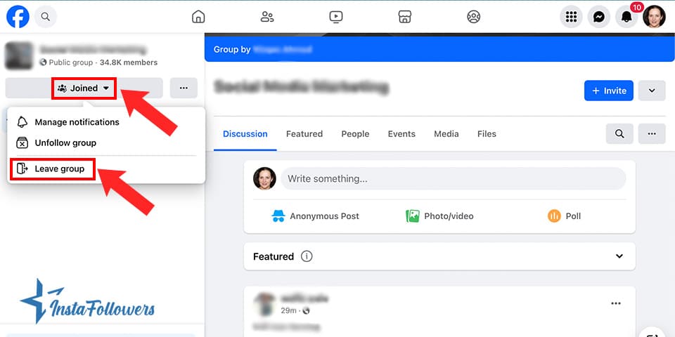 leave a facebook group