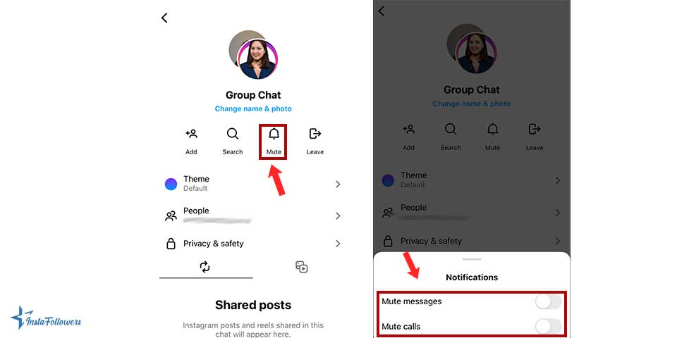 mute Instagram group messages notifications