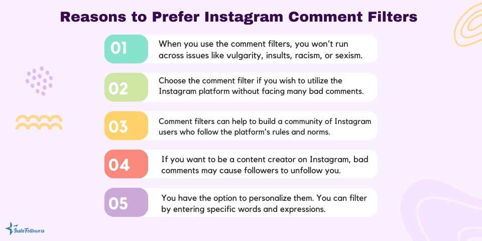 reasons for using Instagram comment filters