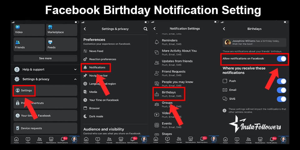 facebook birthday notification setting