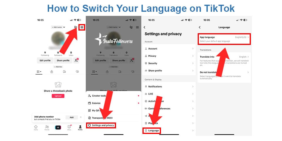 how to switch your language on tiktok