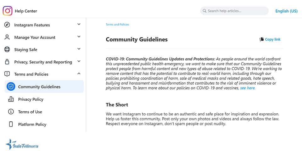 Instagram community guidelines