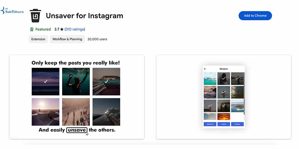 unsaver for Instagram Chrome extension