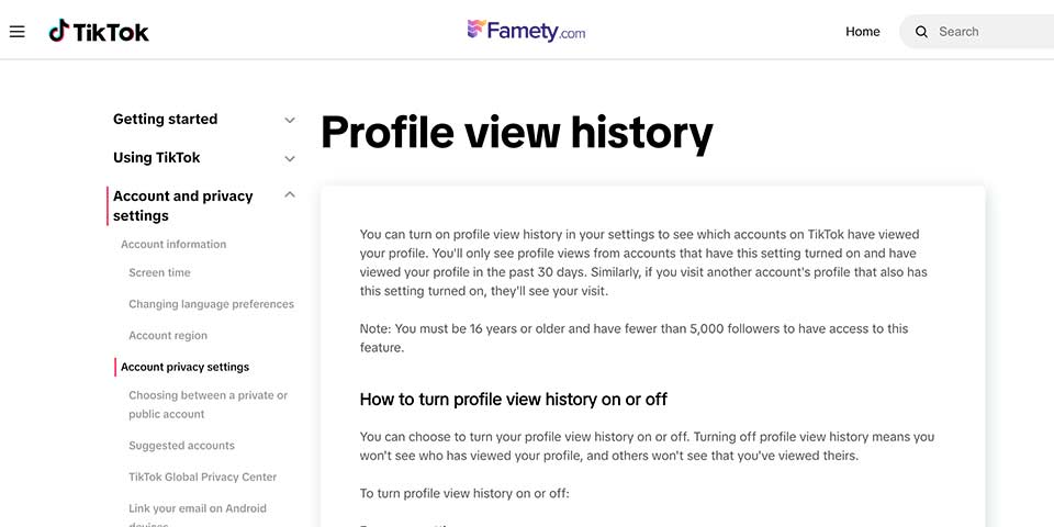 tiktok profile view history