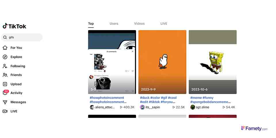 search gifs on tiktok