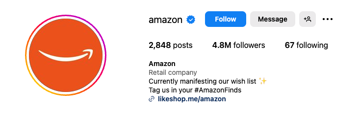 Amazon Instagram Bio