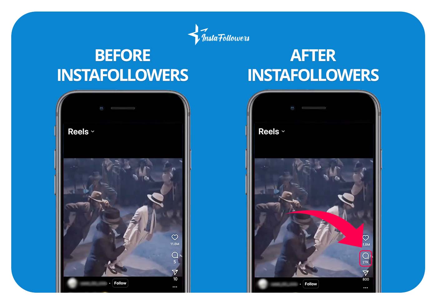 Instagram Reels comments before after