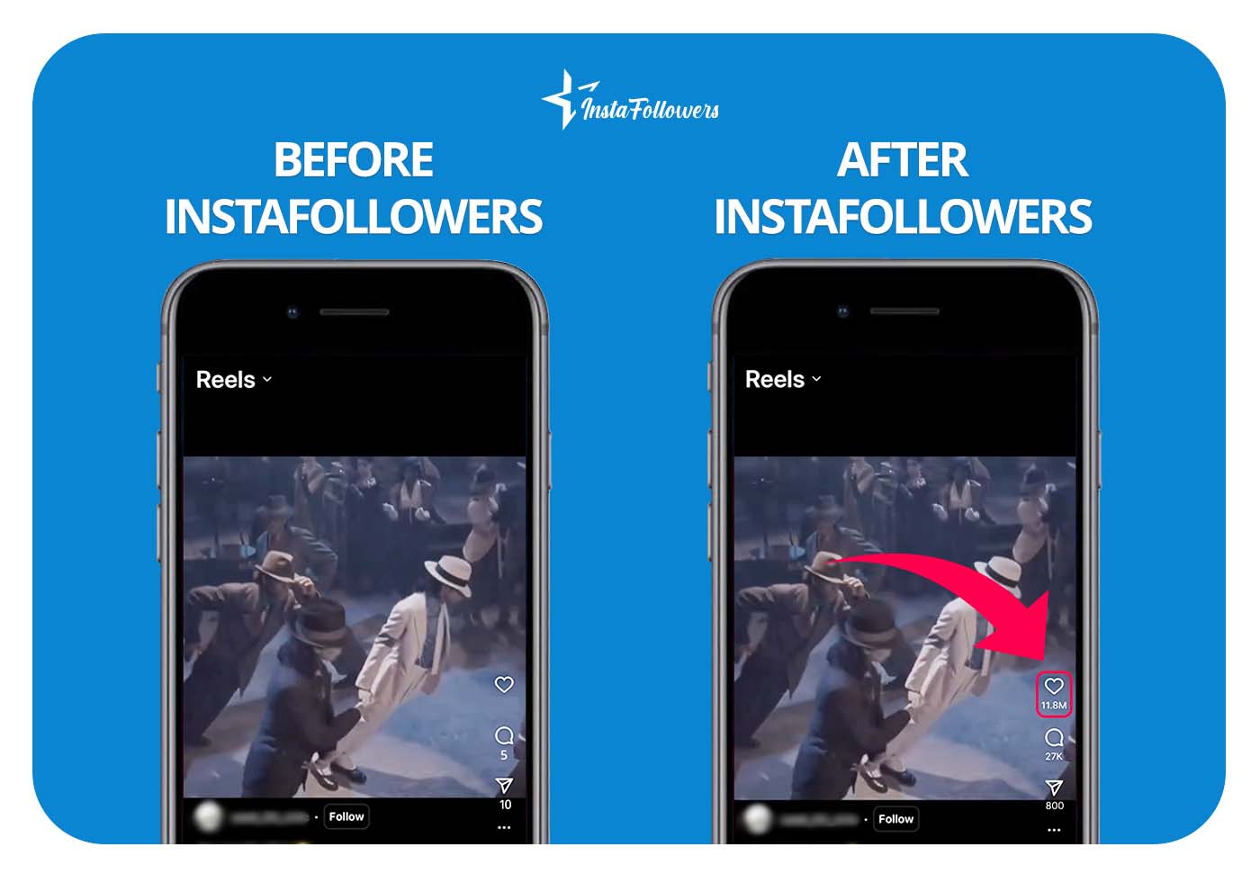 Instagram Reels likes before after
