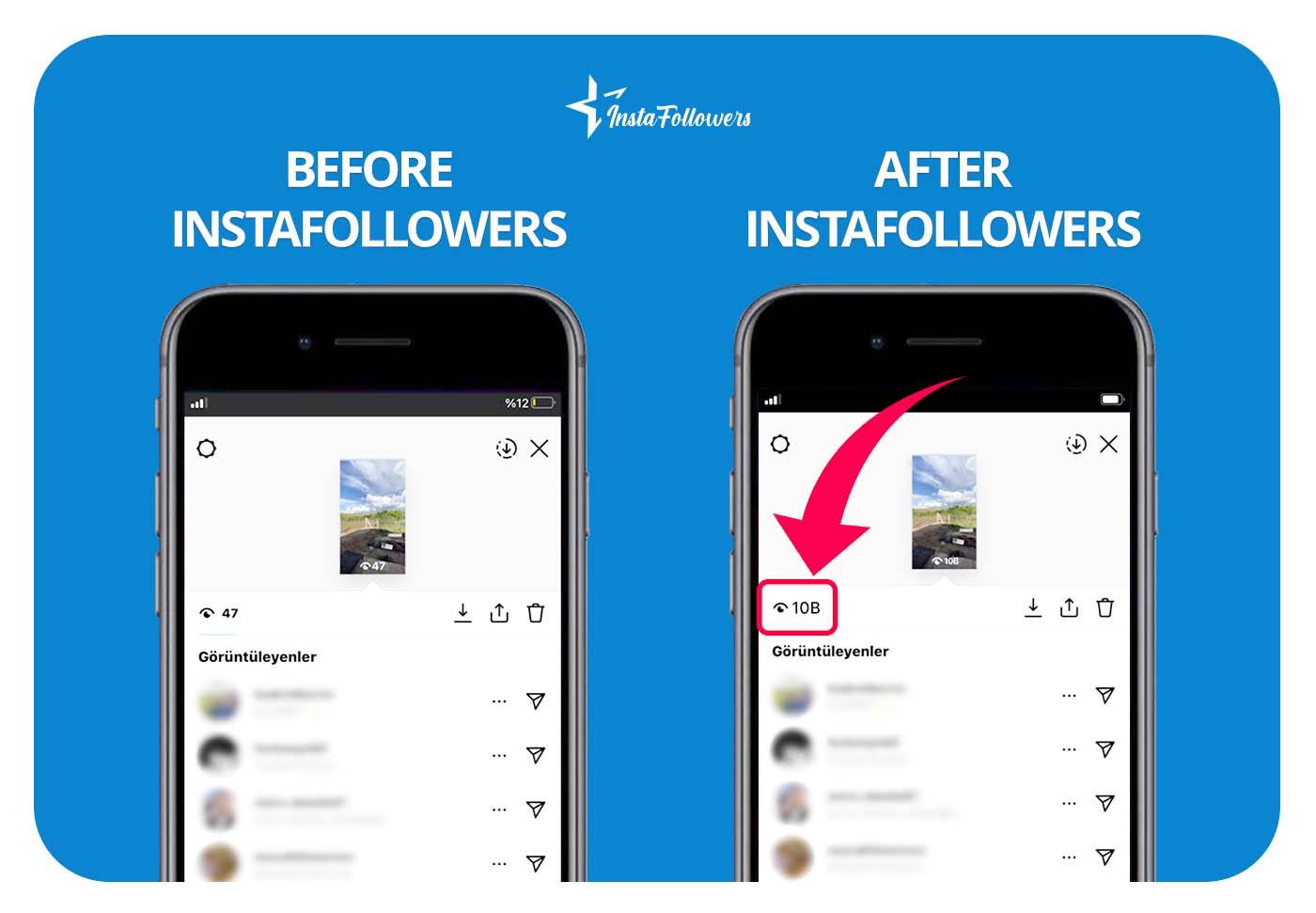 Instagram Story views before&after