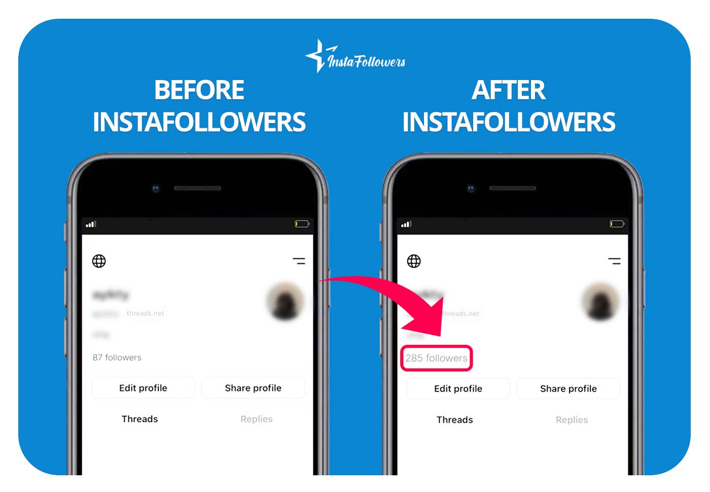 Threads followers before after
