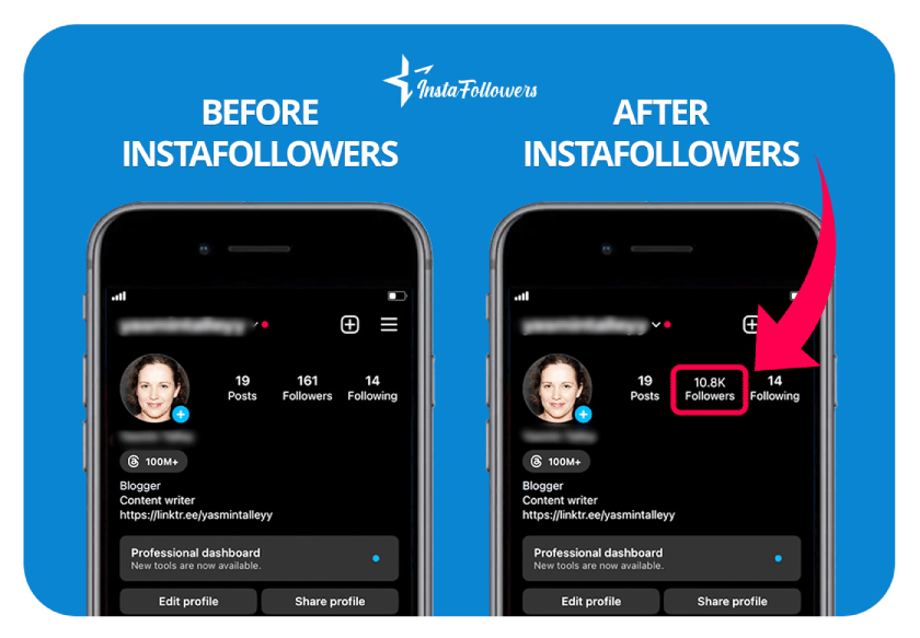 instagram followers before and after